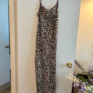 Anthropologie Elyse Bias-Cut Leopard Slip Dress Size Small